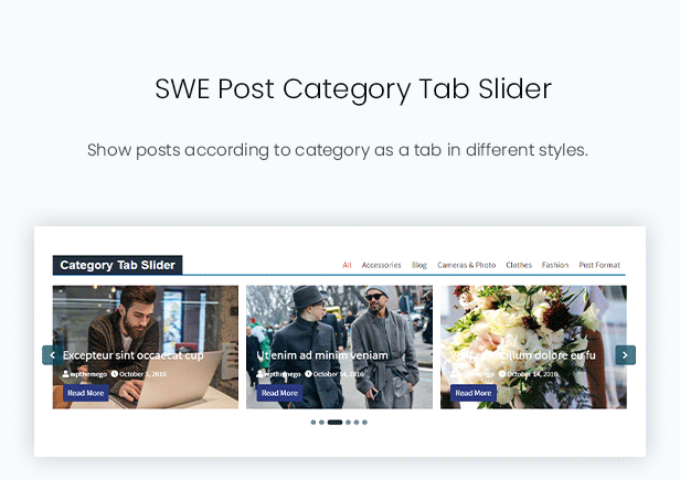 Post Category Tab Slider Widget in Post Elements Plugin - Elementor Addon for Blog, Newspaper, Magazine