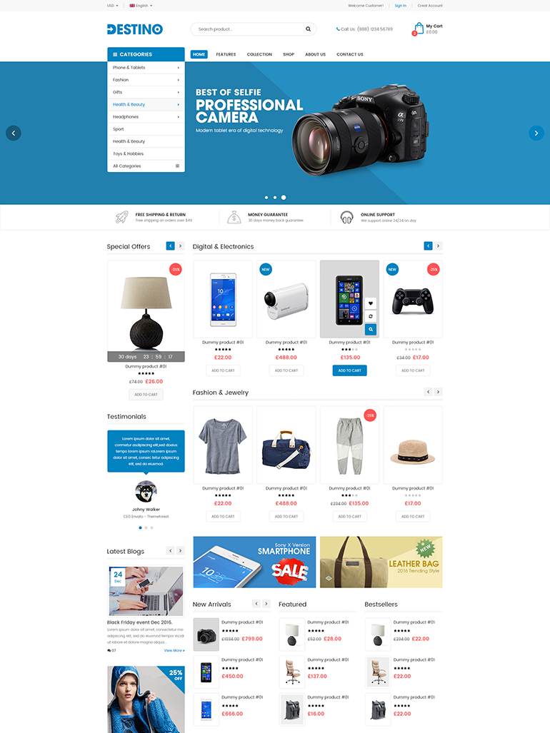 Destino - Digital Store & Fashion Shop WordPress WooCommerce Theme