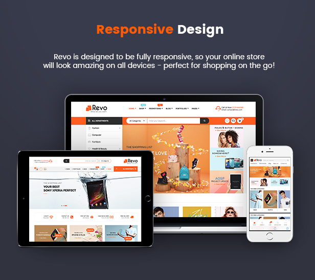 Fully Responsive - Revo Multipurpose WooCommerce WordPress Theme