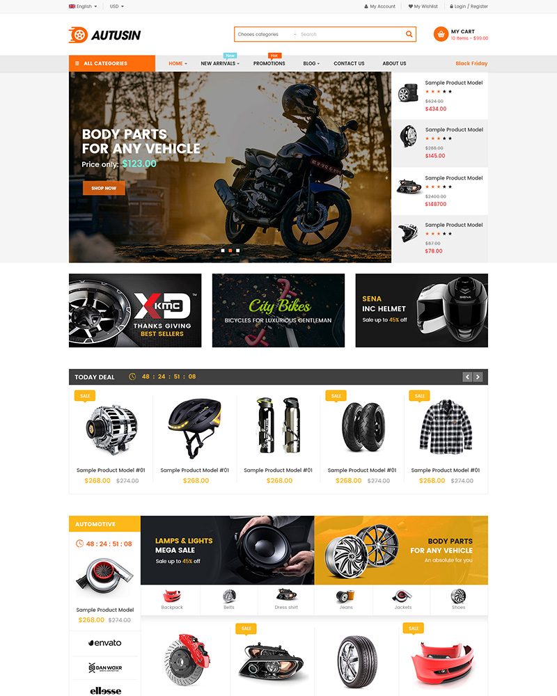 Autusin - Best Selling Auto Parts Shop WordPress Theme